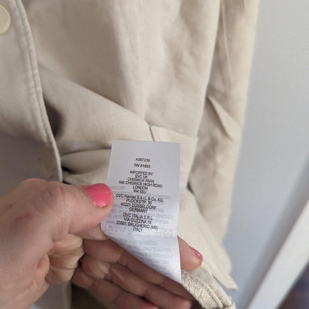 NEW Women's Encore By Indina 1X Tan Blazer Lightweight  Linen Blend - Picture 5 of 9